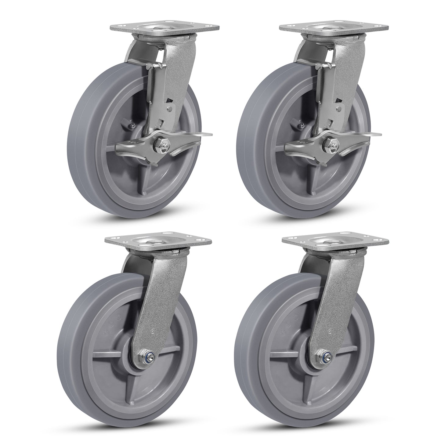 Heavy Duty Industrial Casters, Casters Set of 4,Thermoplastic Rubber Caster Wheels for Hotels, Hospitals and School Carts