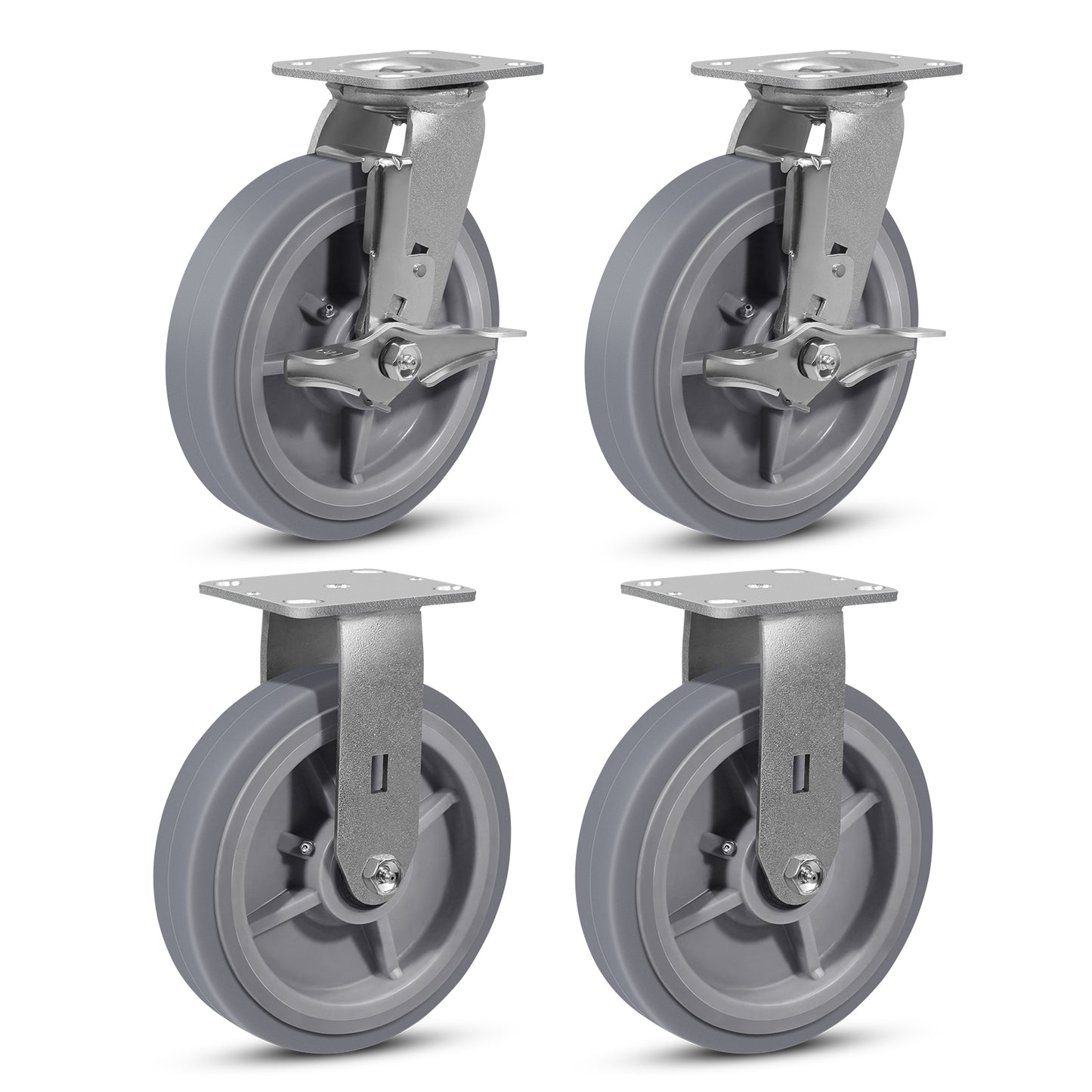 Heavy Duty Industrial Casters, Casters Set of 4,Thermoplastic Rubber Caster Wheels for Hotels, Hospitals and School Carts