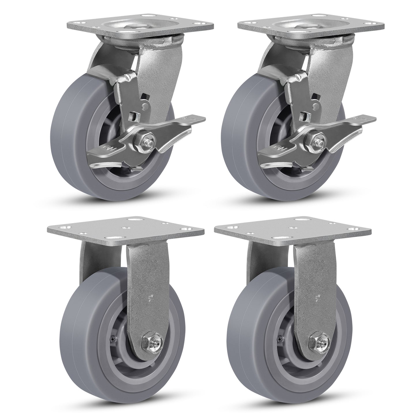 Heavy Duty Industrial Casters, Casters Set of 4,Thermoplastic Rubber Caster Wheels for Hotels, Hospitals and School Carts