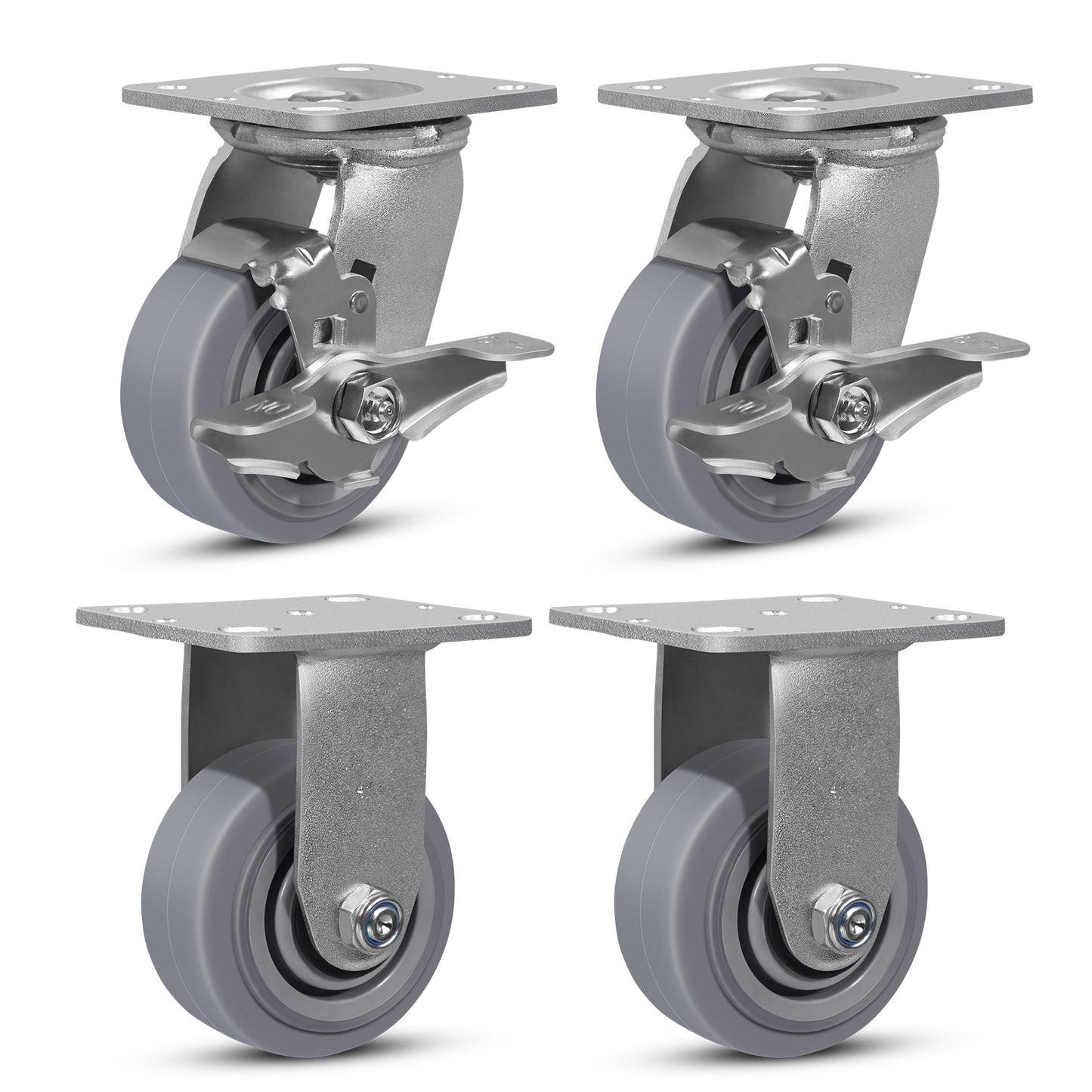 Heavy Duty Industrial Casters, Casters Set of 4,Thermoplastic Rubber Caster Wheels for Hotels, Hospitals and School Carts