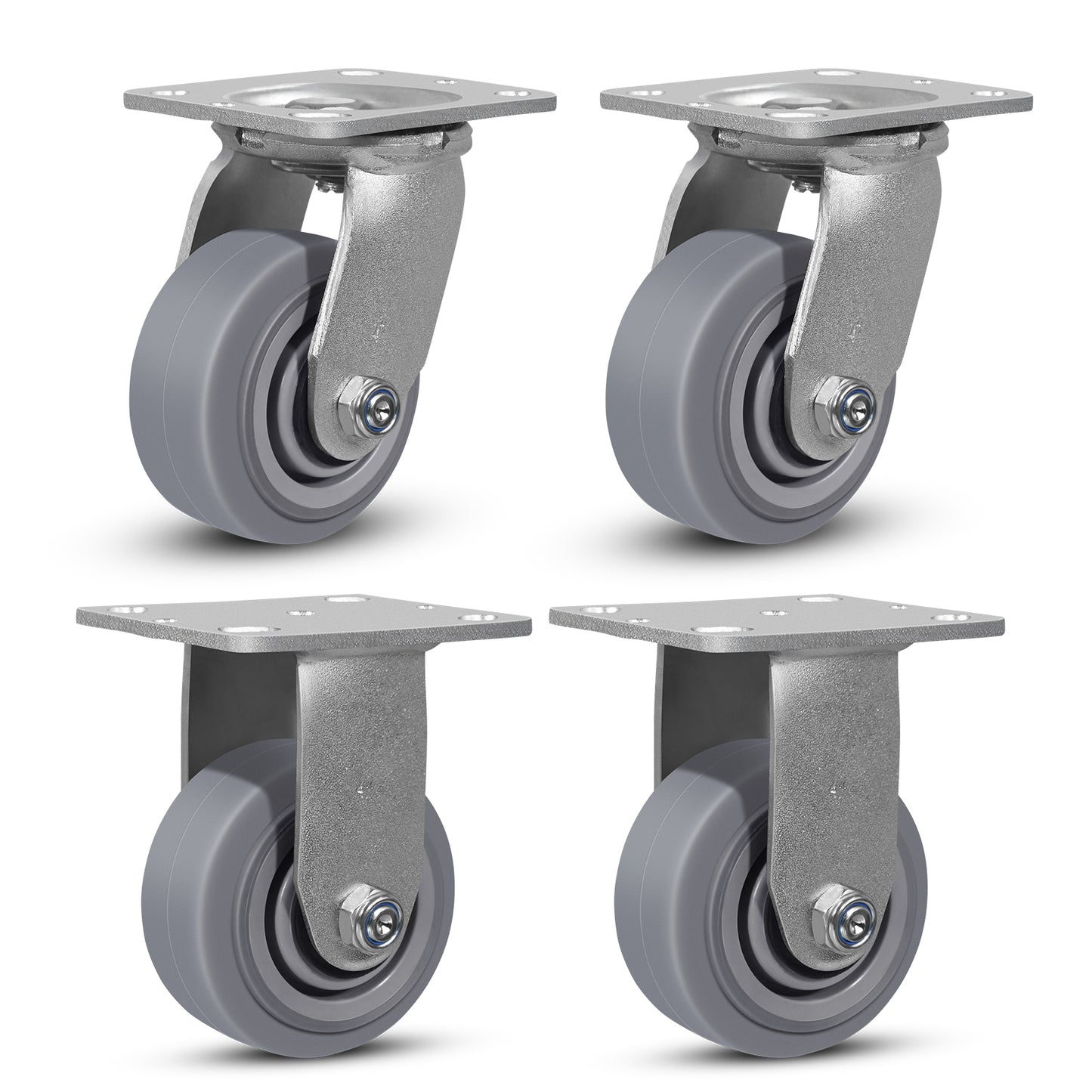 Heavy Duty Industrial Casters, Casters Set of 4,Thermoplastic Rubber Caster Wheels for Hotels, Hospitals and School Carts