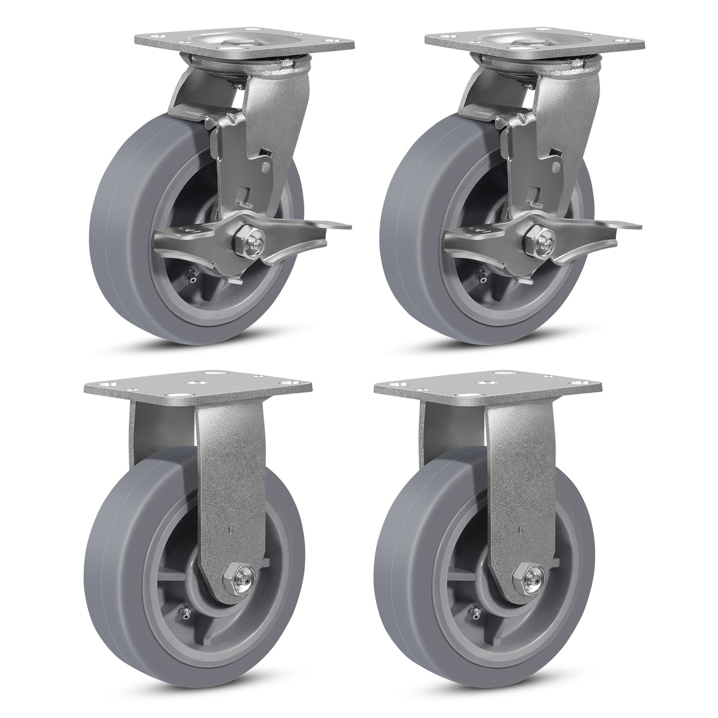 Heavy Duty Industrial Casters, Casters Set of 4,Thermoplastic Rubber Caster Wheels for Hotels, Hospitals and School Carts