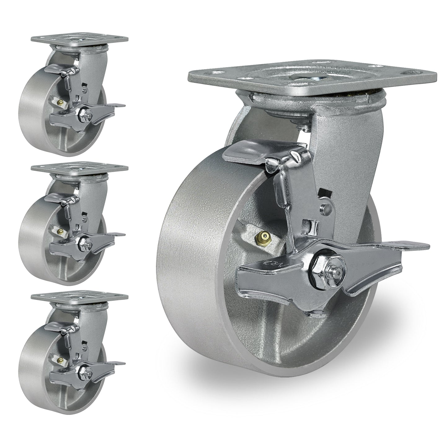 Heavy Duty,Cast Iron Wheel,Steel Casters Capacity up to 1000 Lb. Use for Platform Truck, U-Boat Cart,Workbenches