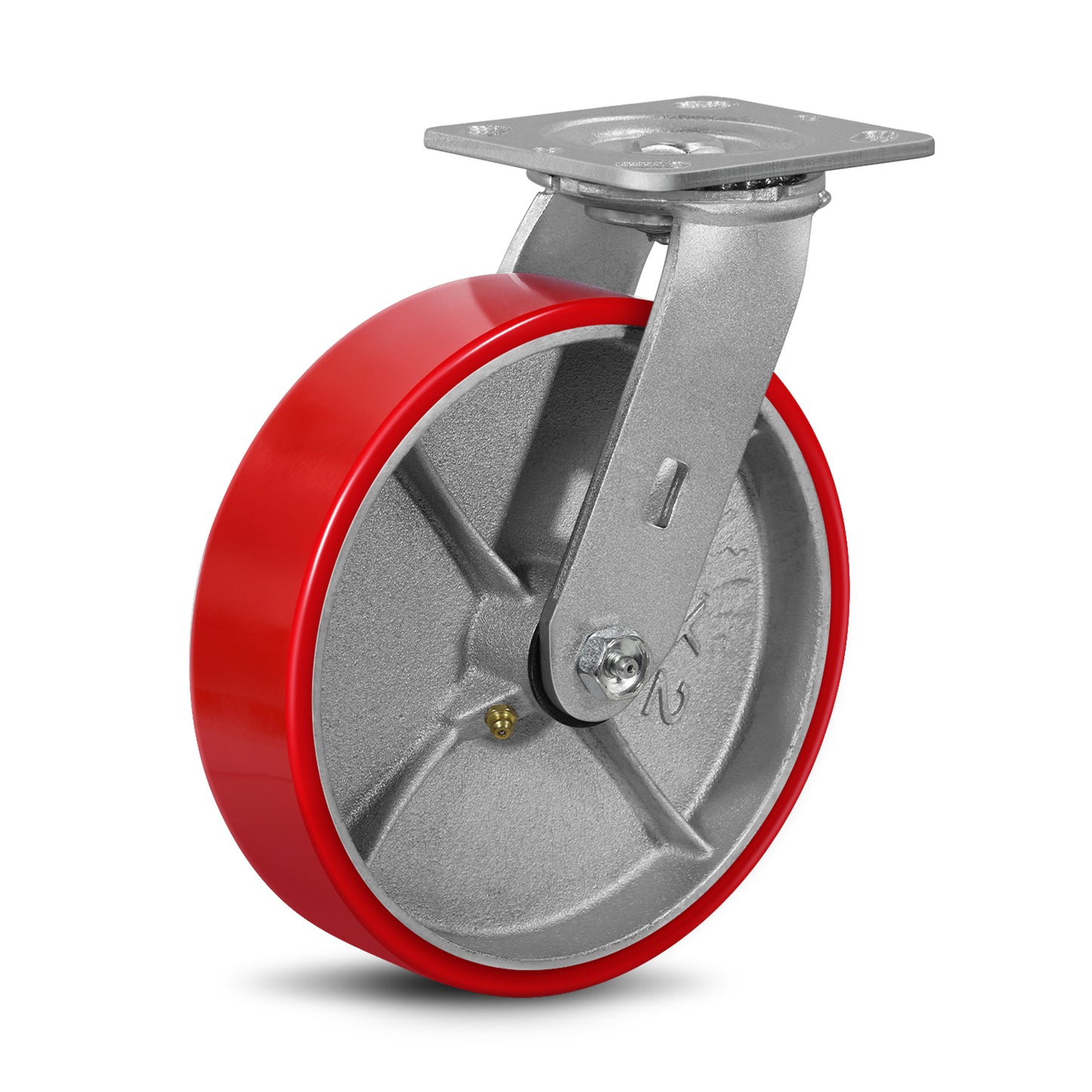 Mold on Polyurethane Cast Iron Core Wheel Heavy Duty Caster Red