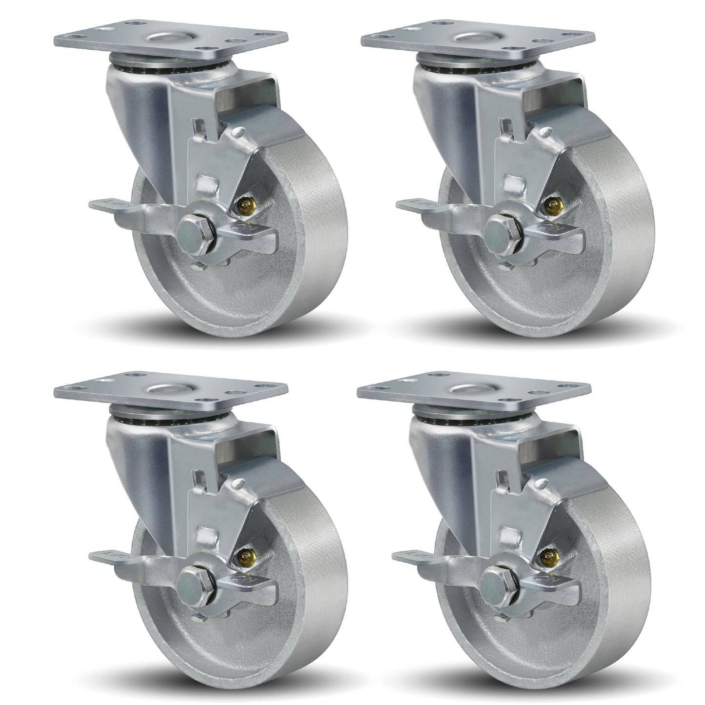 3-5" Caster Wheels Heavy Duty ，Swivel Casters Set of 4, Industrial Plate Casters, Semi Steel Cast Iron Wheels for Furniture,Workbench