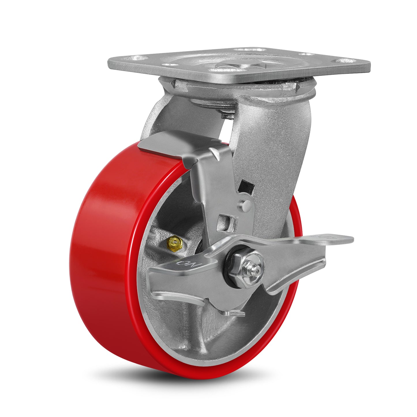 Mold on Polyurethane Cast Iron Core Wheel Heavy Duty Caster Red