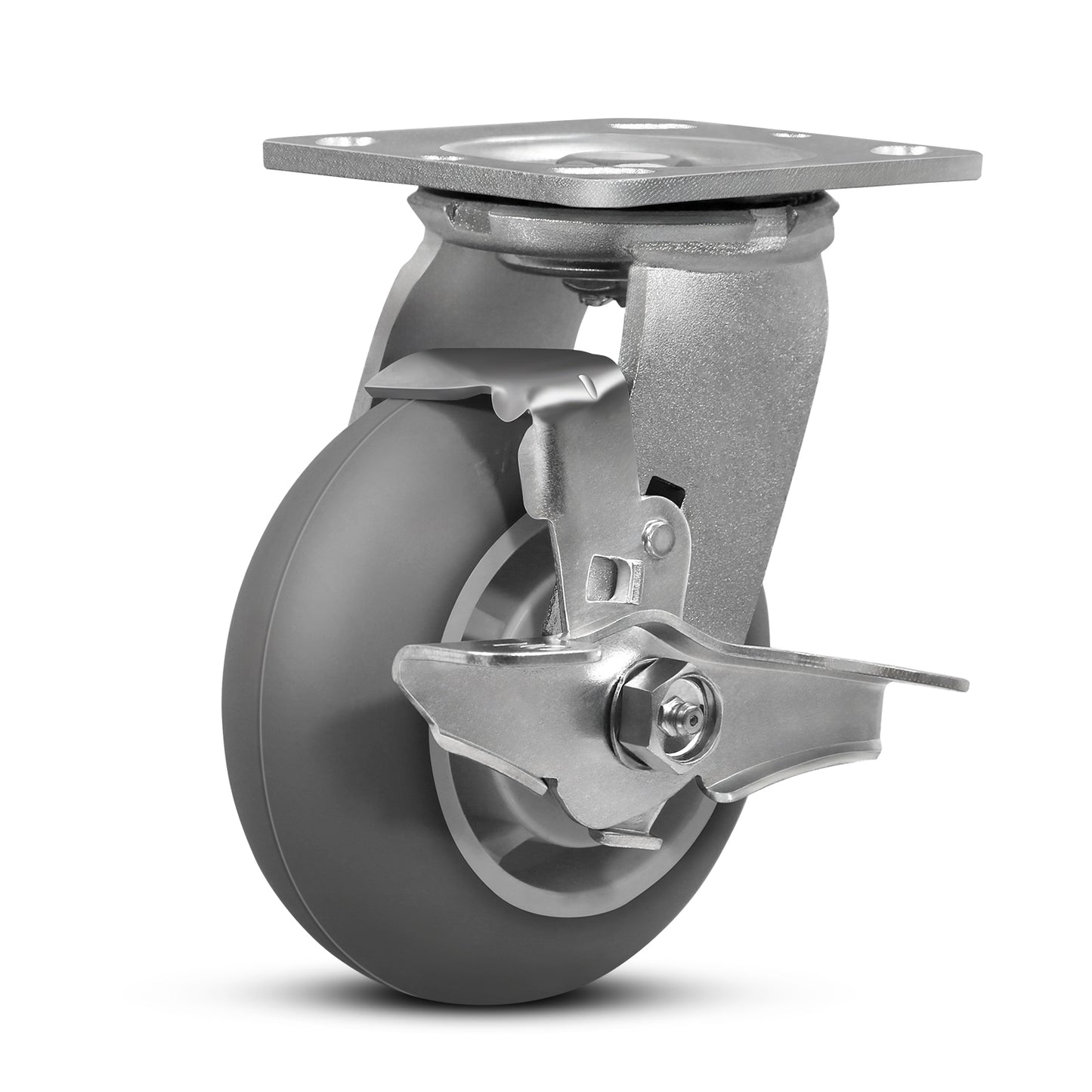 Crowned Thermoplastic Rubber Caster Wheels,2000lbs Capacity Set of 4,Industrial casters for Drywall/Sheetrock Carts & Dollies, 2 Brake & 2 Rigid