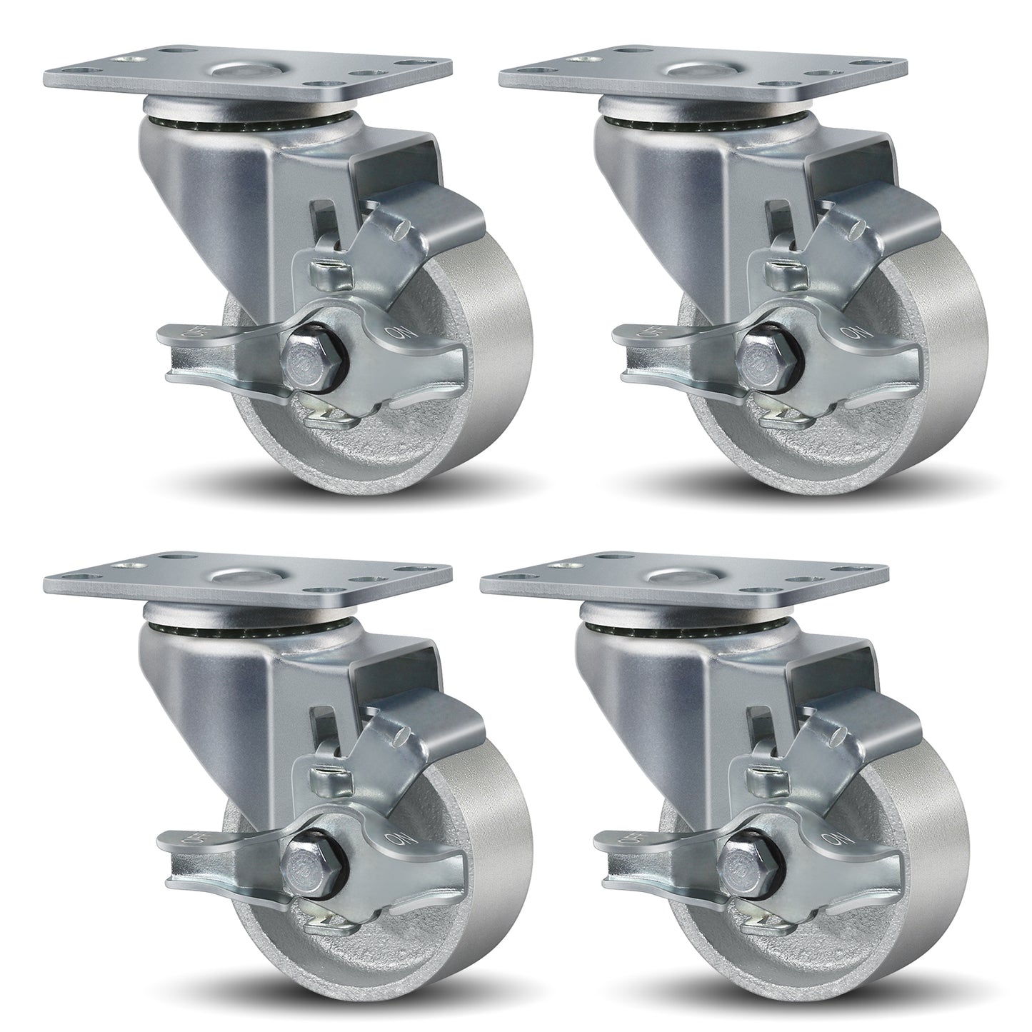 3-5" Caster Wheels Heavy Duty ，Swivel Casters Set of 4, Industrial Plate Casters, Semi Steel Cast Iron Wheels for Furniture,Workbench
