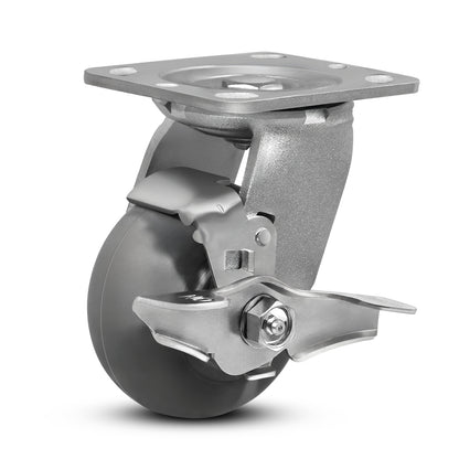 Heavy Duty Casters, Crowned Thermoplastic Rubber Wheels, Industrial Casters for Drywall/Sheetrock Carts & Dollies, Secure Maneuverability