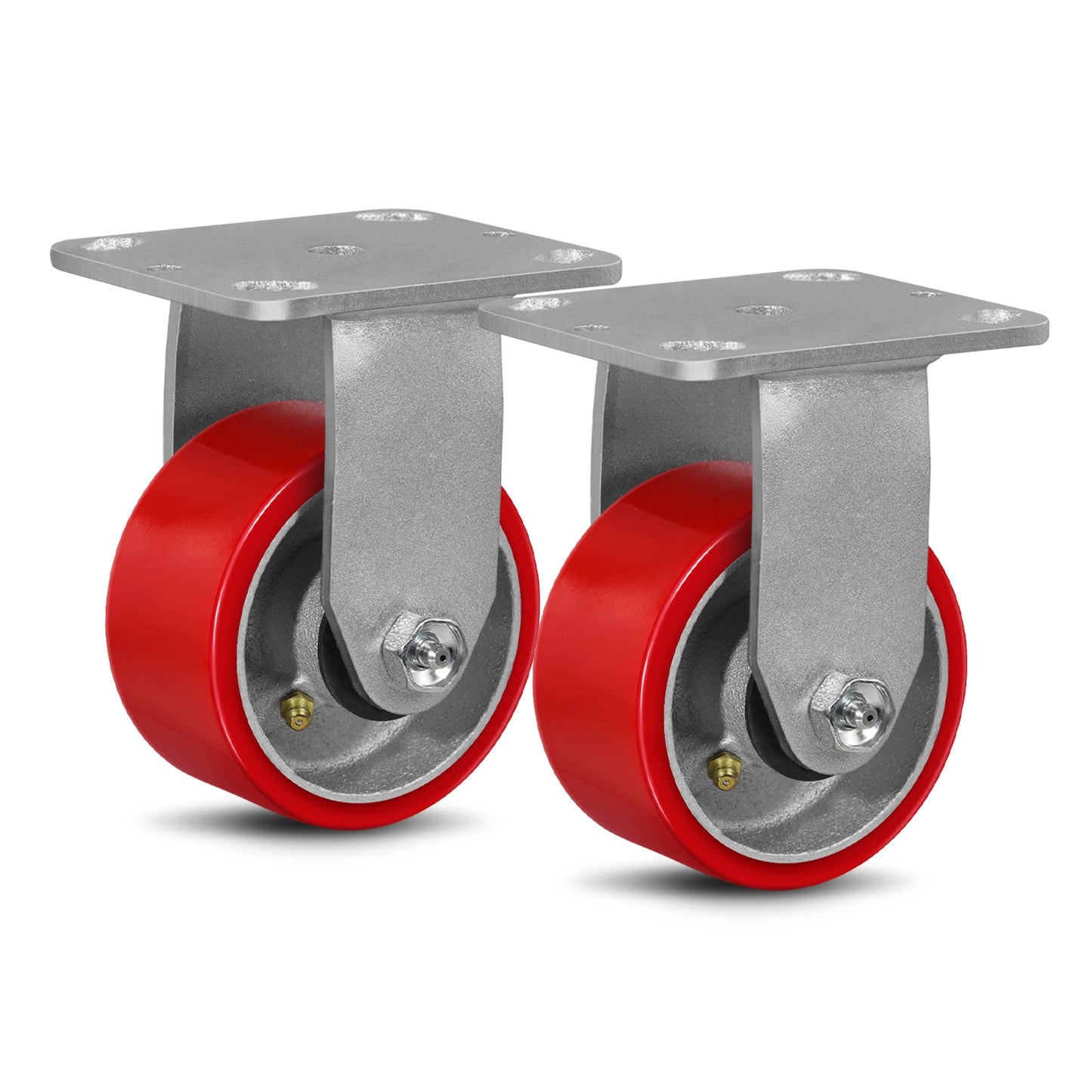 Mold on Polyurethane Cast Iron Core Wheel Heavy Duty Caster Red