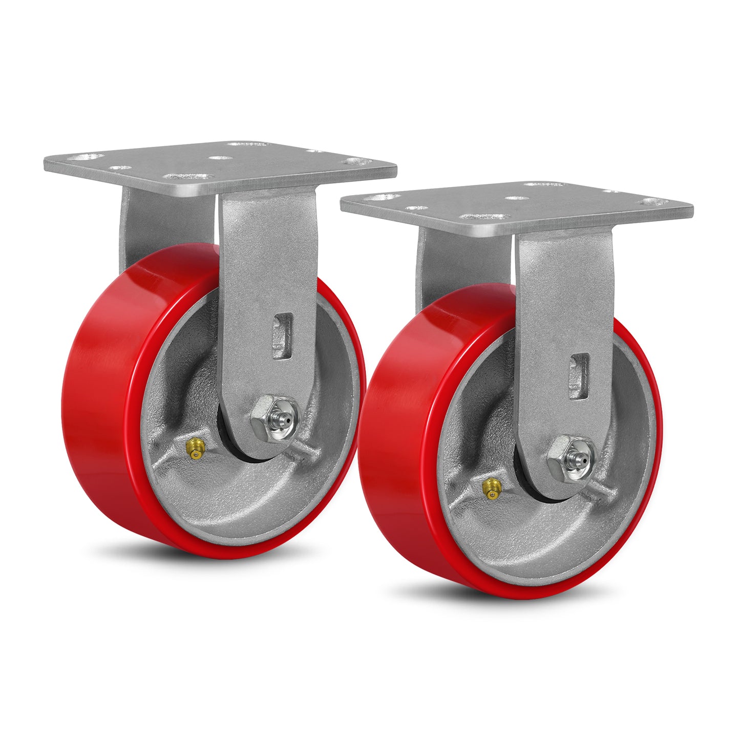 Mold on Polyurethane Cast Iron Core Wheel Heavy Duty Caster Red