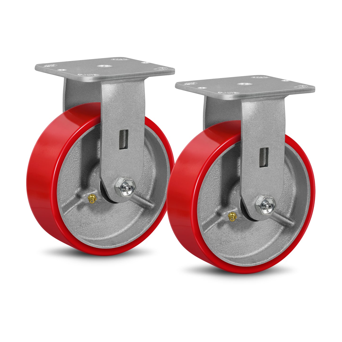 Mold on Polyurethane Cast Iron Core Wheel Heavy Duty Caster Red