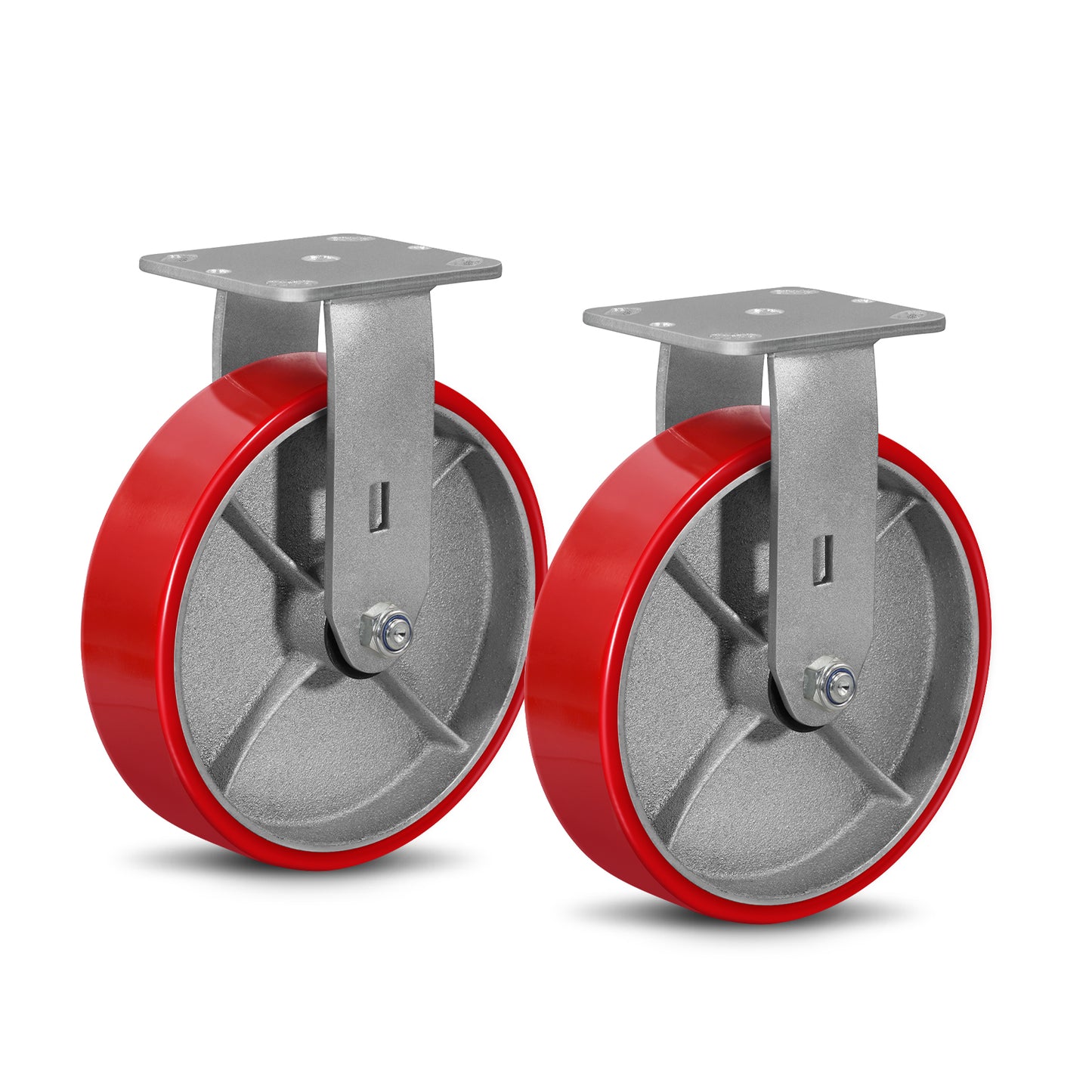 Mold on Polyurethane Cast Iron Core Wheel Heavy Duty Caster Red