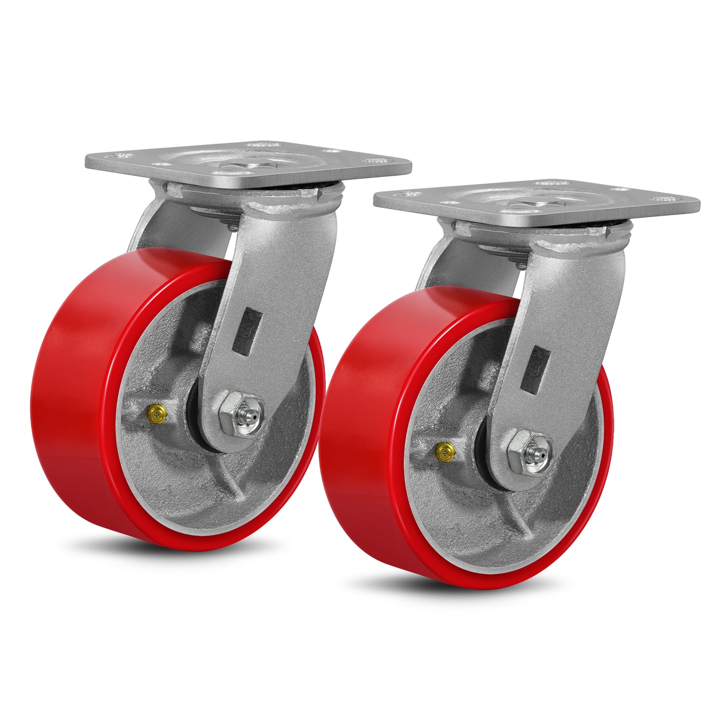 Mold on Polyurethane Cast Iron Core Wheel Heavy Duty Caster Red