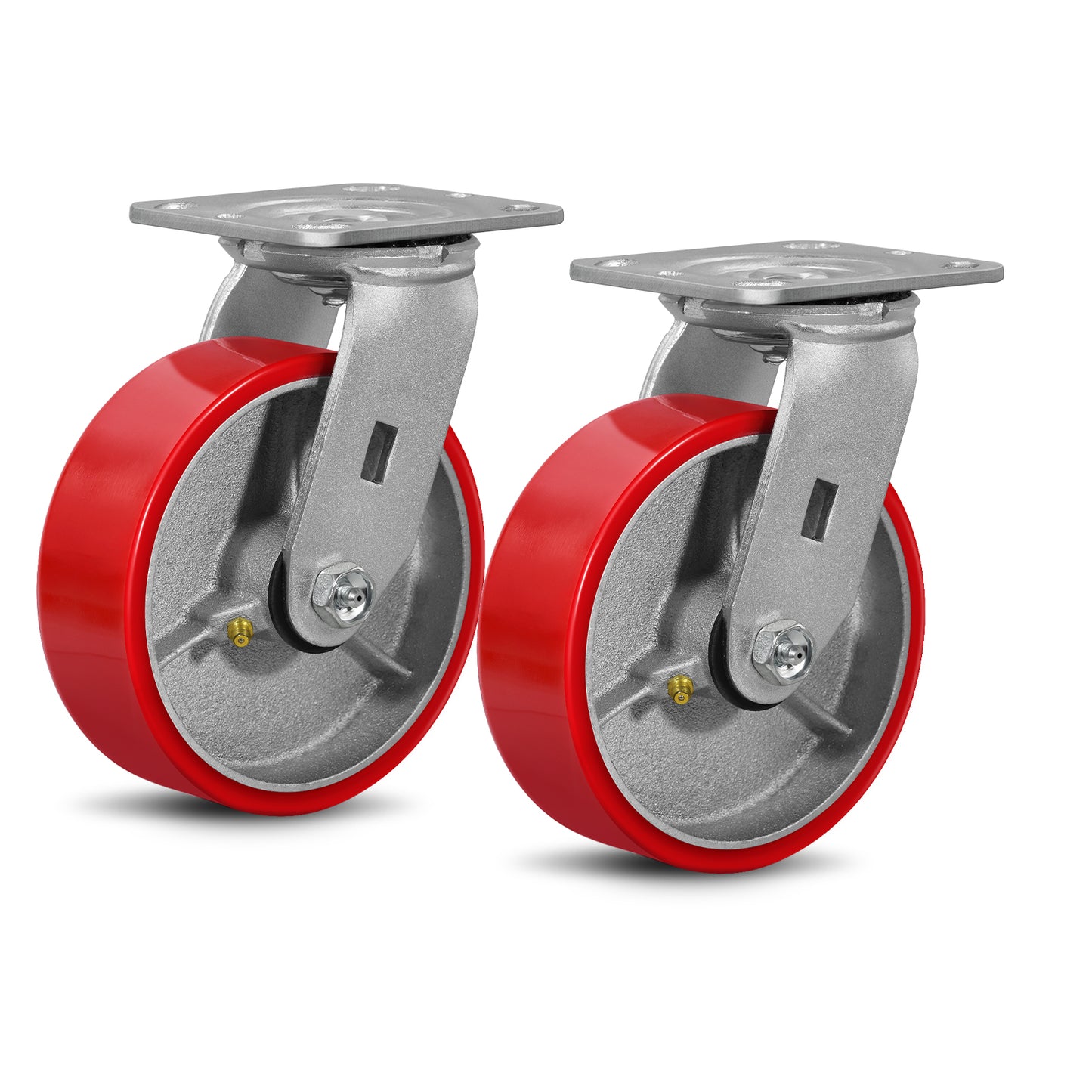 Mold on Polyurethane Cast Iron Core Wheel Heavy Duty Caster Red