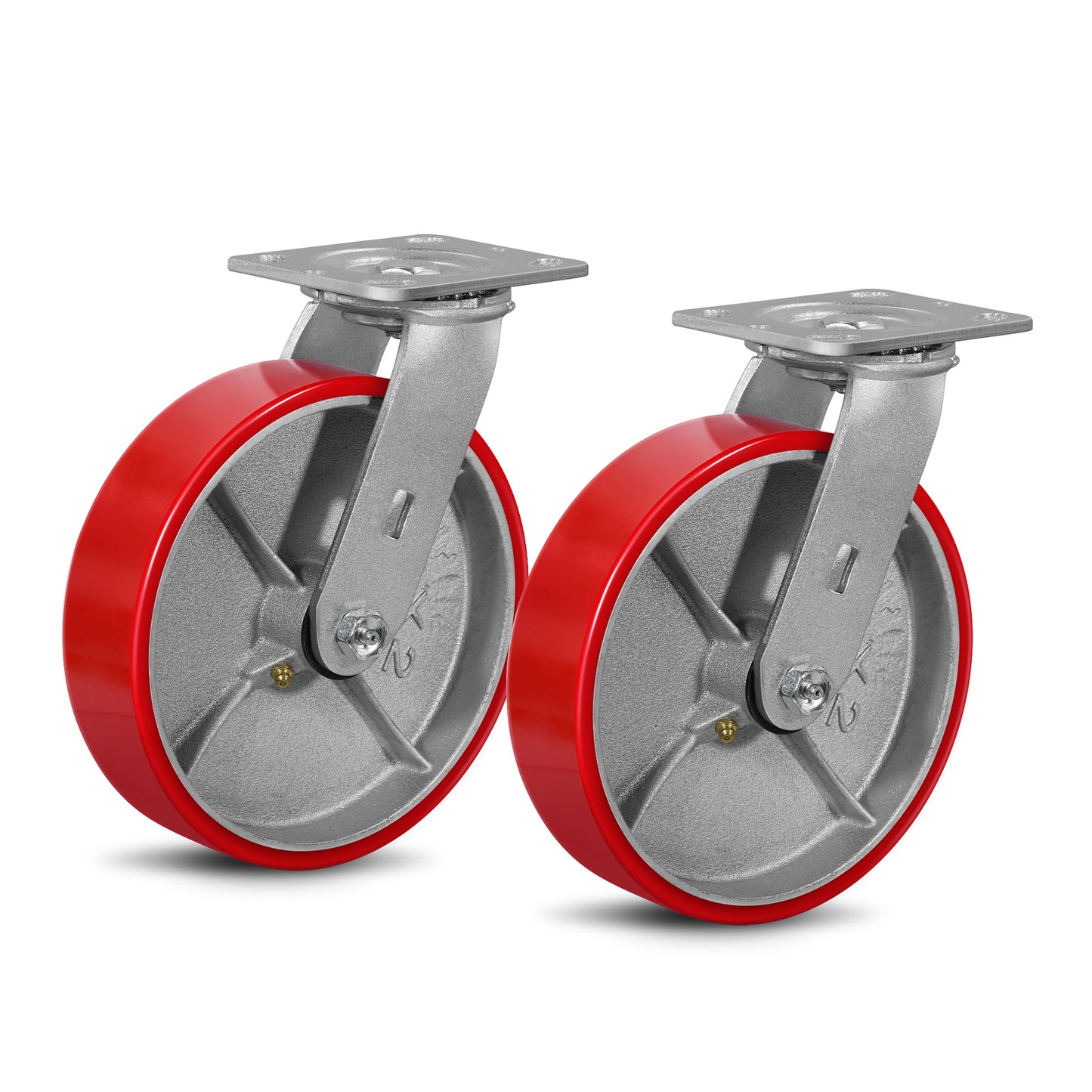 Mold on Polyurethane Cast Iron Core Wheel Heavy Duty Caster Red