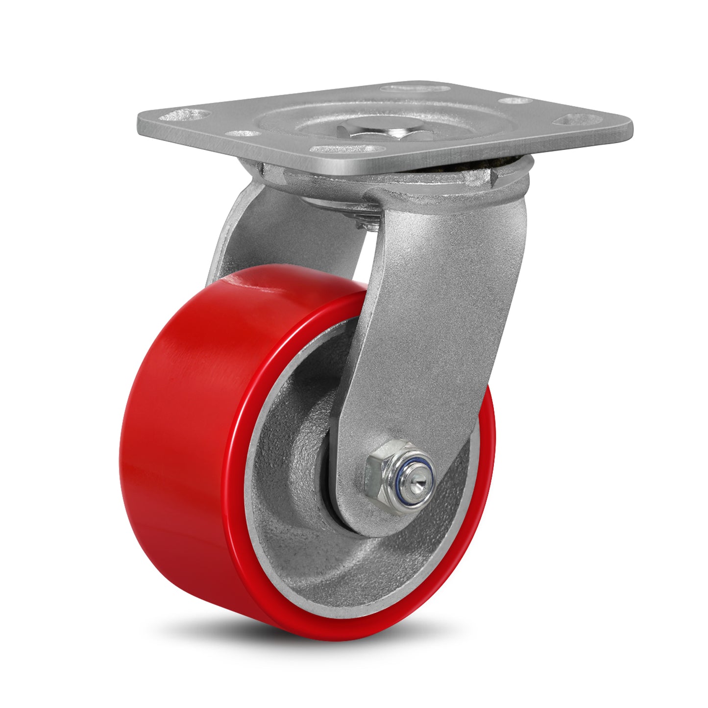 Mold on Polyurethane Cast Iron Core Wheel Heavy Duty Caster Red