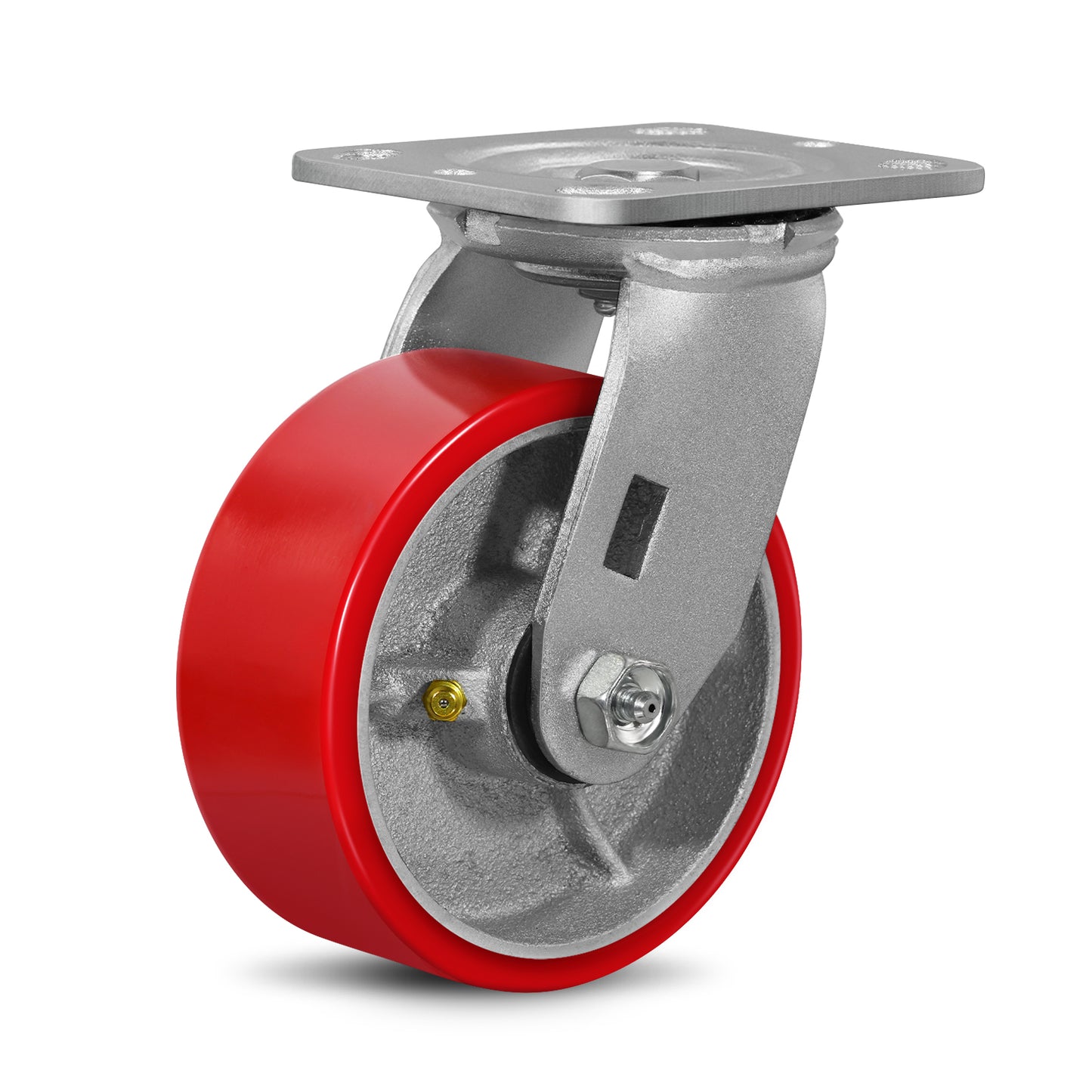 Mold on Polyurethane Cast Iron Core Wheel Heavy Duty Caster Red