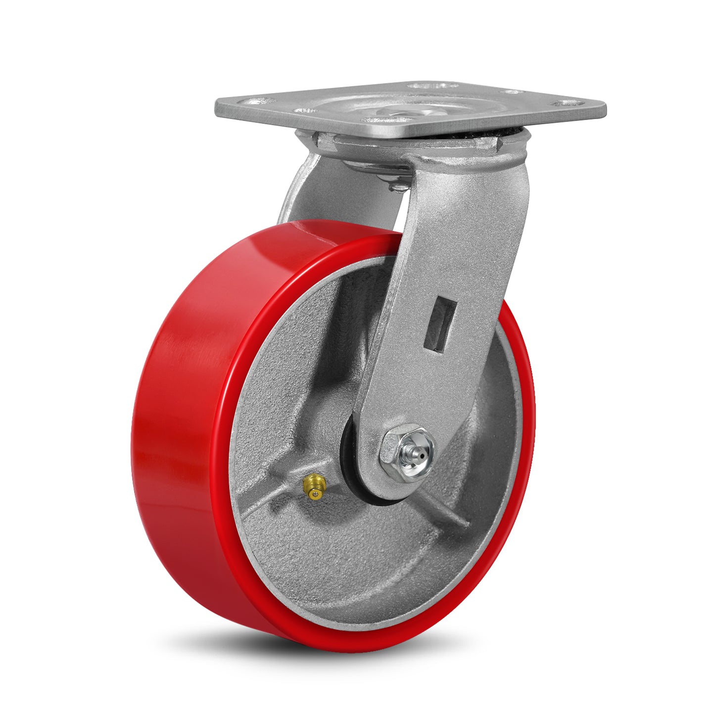 Mold on Polyurethane Cast Iron Core Wheel Heavy Duty Caster Red