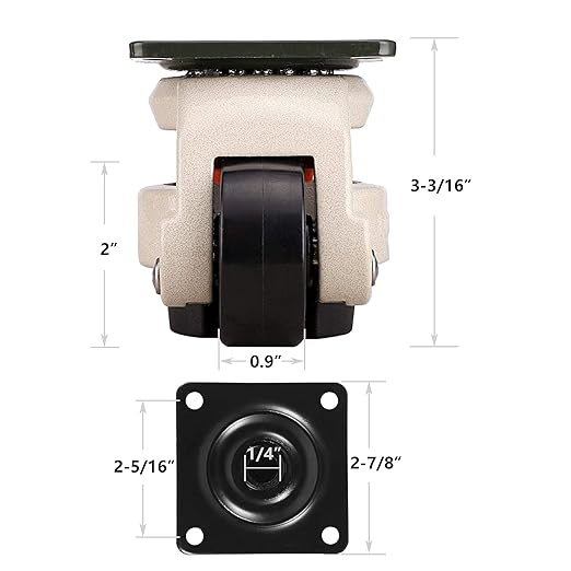 Retractable Leveling Machine Casters - Heavy Duty Machine Retractable Casters- 4 Pack, Loading Capacity 2400 Lbs (2 INCH)