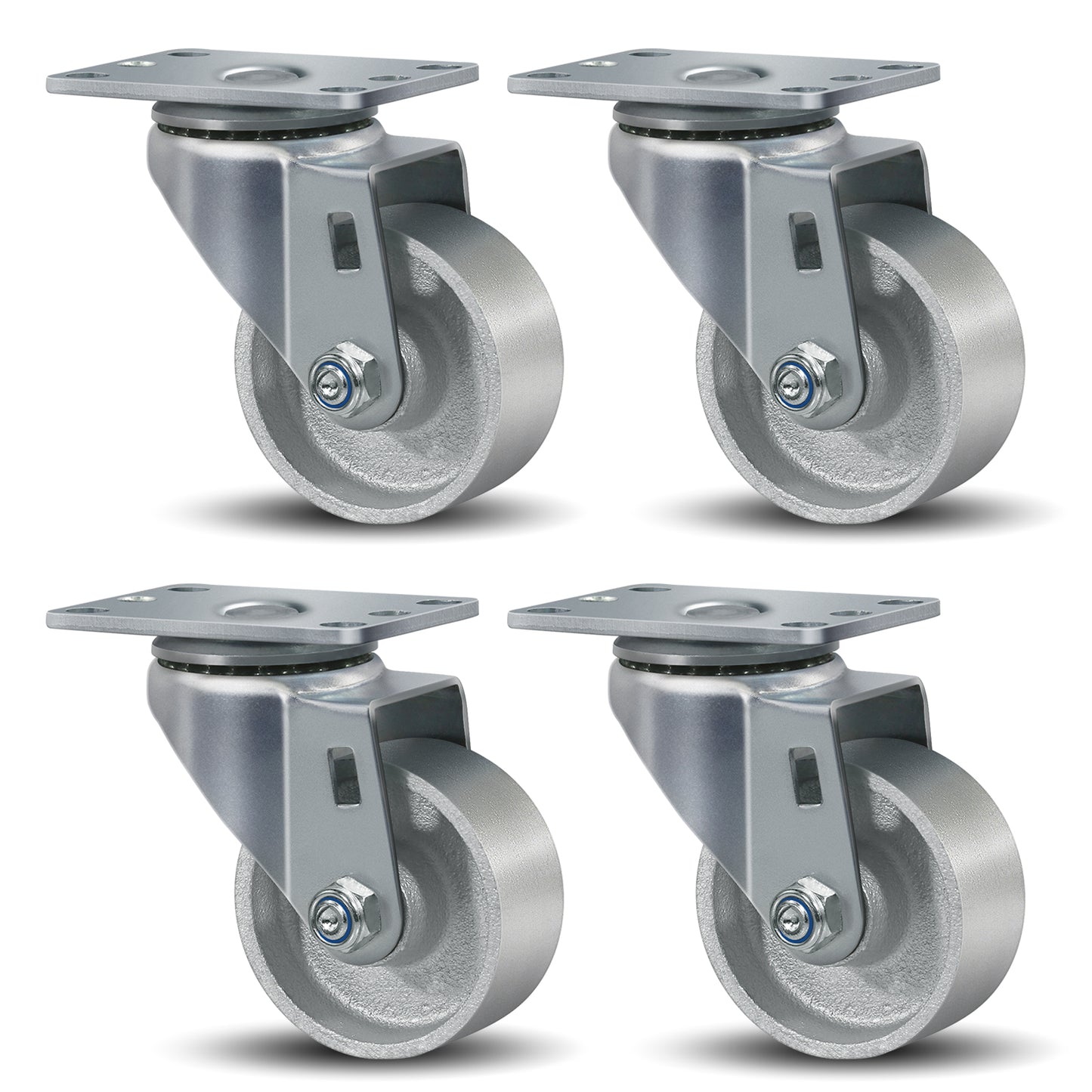 3-5" Caster Wheels Heavy Duty ，Swivel Casters Set of 4, Industrial Plate Casters, Semi Steel Cast Iron Wheels for Furniture,Workbench