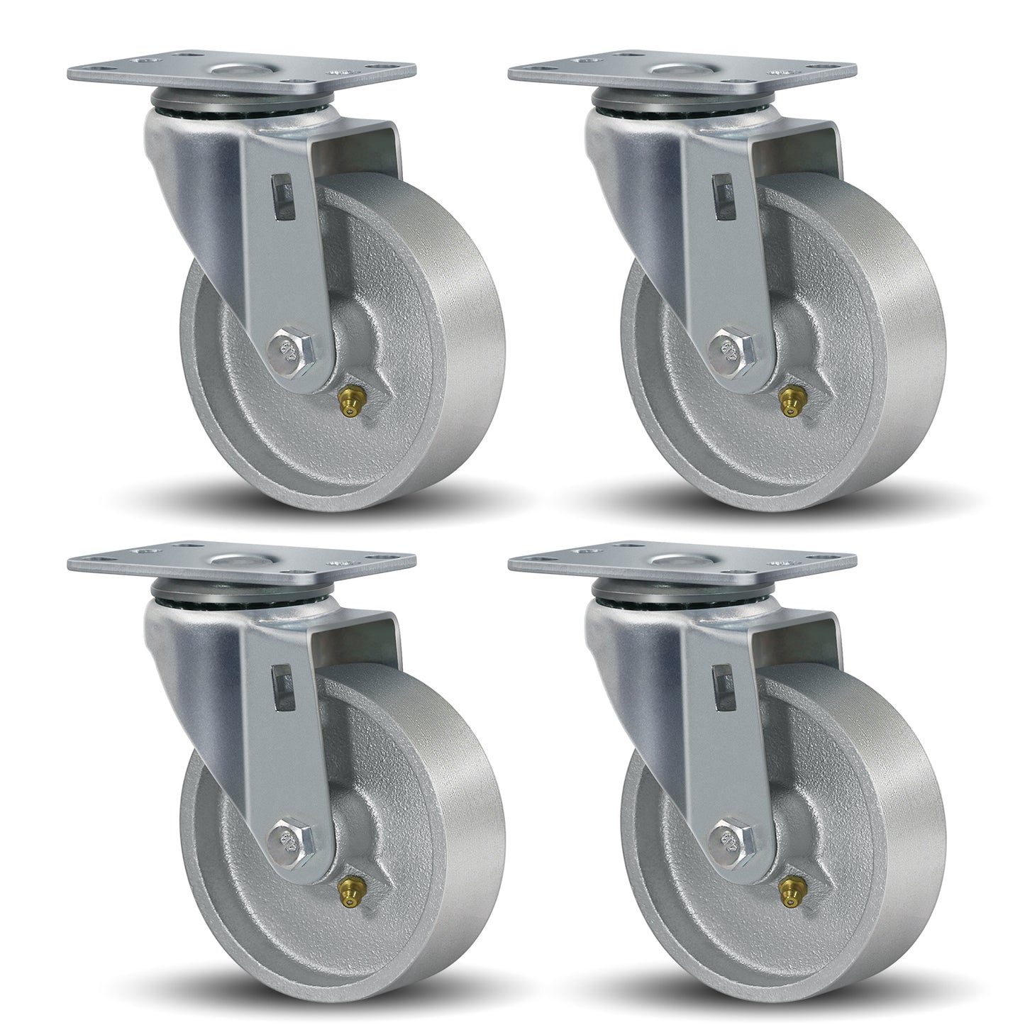 3-5" Caster Wheels Heavy Duty ，Swivel Casters Set of 4, Industrial Plate Casters, Semi Steel Cast Iron Wheels for Furniture,Workbench