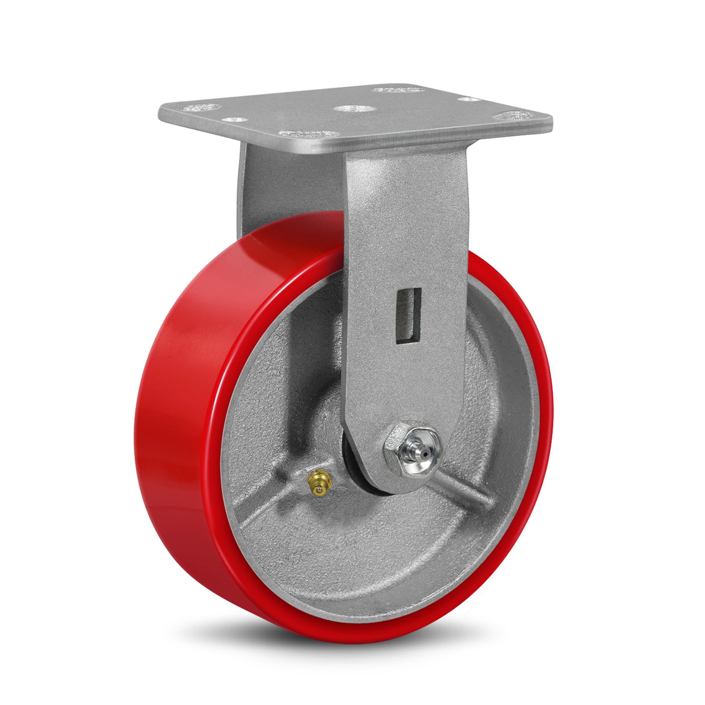 Mold on Polyurethane Cast Iron Core Wheel Heavy Duty Caster Red