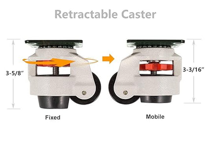 Retractable Leveling Machine Casters - Heavy Duty Machine Retractable Casters- 4 Pack, Loading Capacity 2400 Lbs (2 INCH)