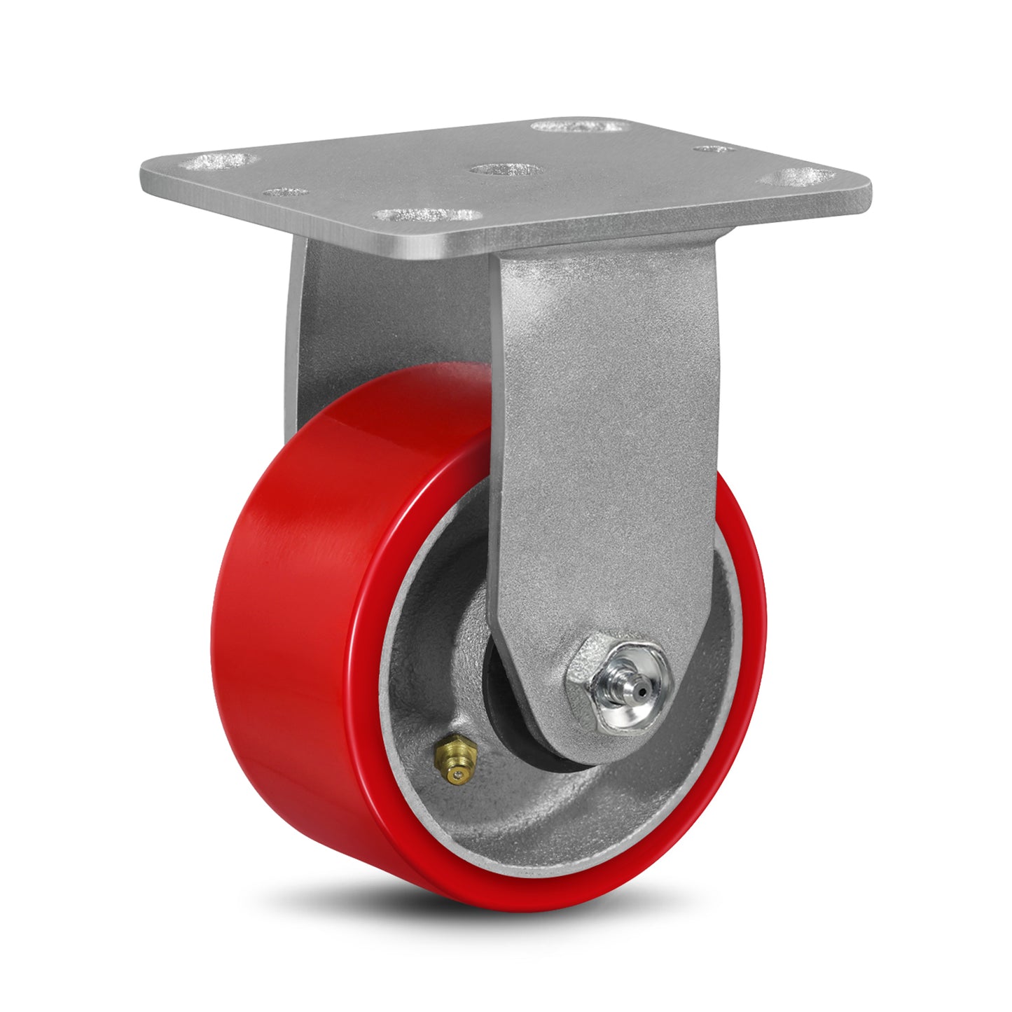 Mold on Polyurethane Cast Iron Core Wheel Heavy Duty Caster Red