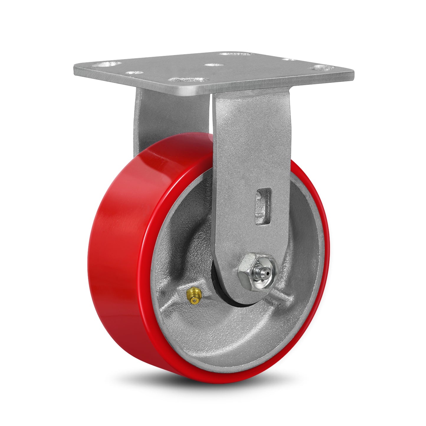 Mold on Polyurethane Cast Iron Core Wheel Heavy Duty Caster Red