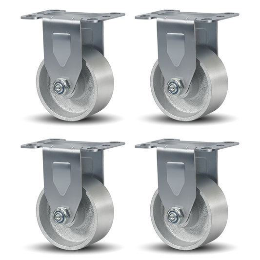 3-5" Caster Wheels Heavy Duty ，Swivel Casters Set of 4, Industrial Plate Casters, Semi Steel Cast Iron Wheels for Furniture,Workbench