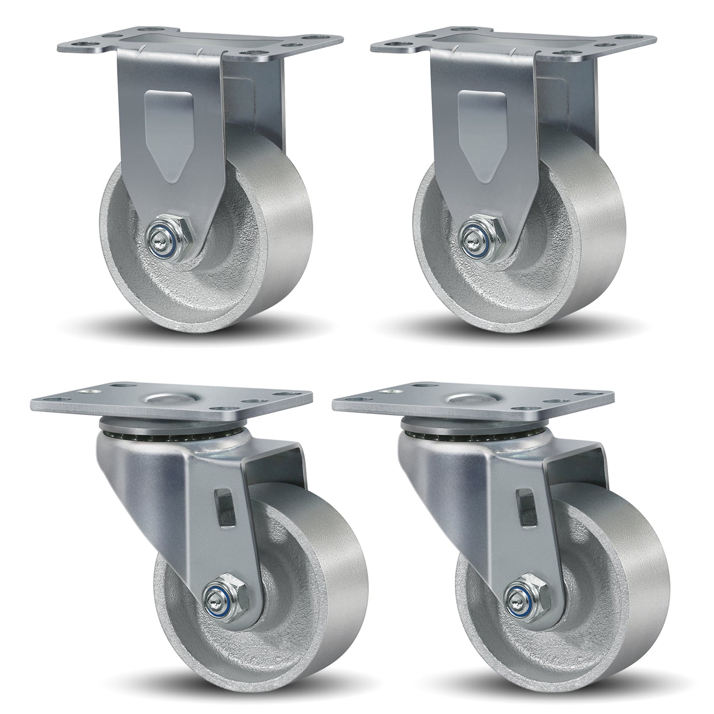 3-5" Caster Wheels Heavy Duty ，Swivel Casters Set of 4, Industrial Plate Casters, Semi Steel Cast Iron Wheels for Furniture,Workbench