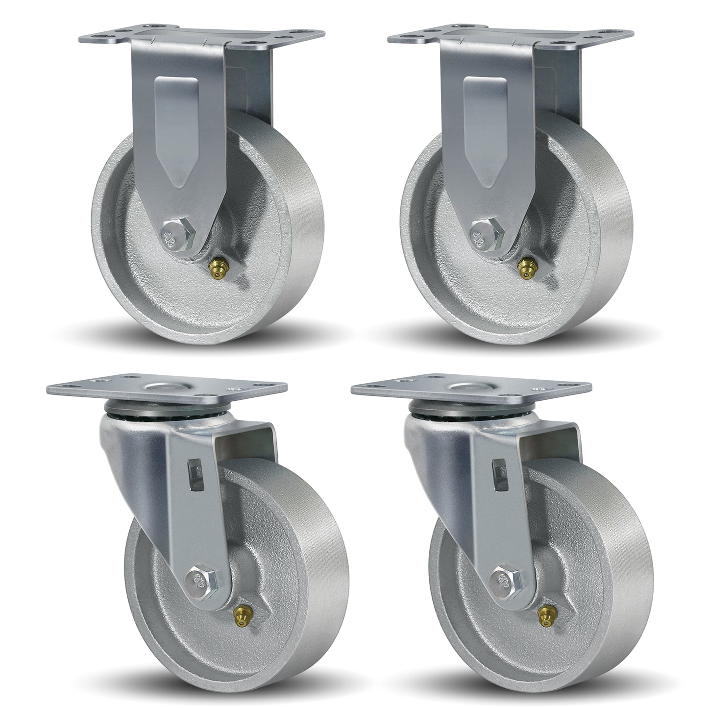 3-5" Caster Wheels Heavy Duty ，Swivel Casters Set of 4, Industrial Plate Casters, Semi Steel Cast Iron Wheels for Furniture,Workbench