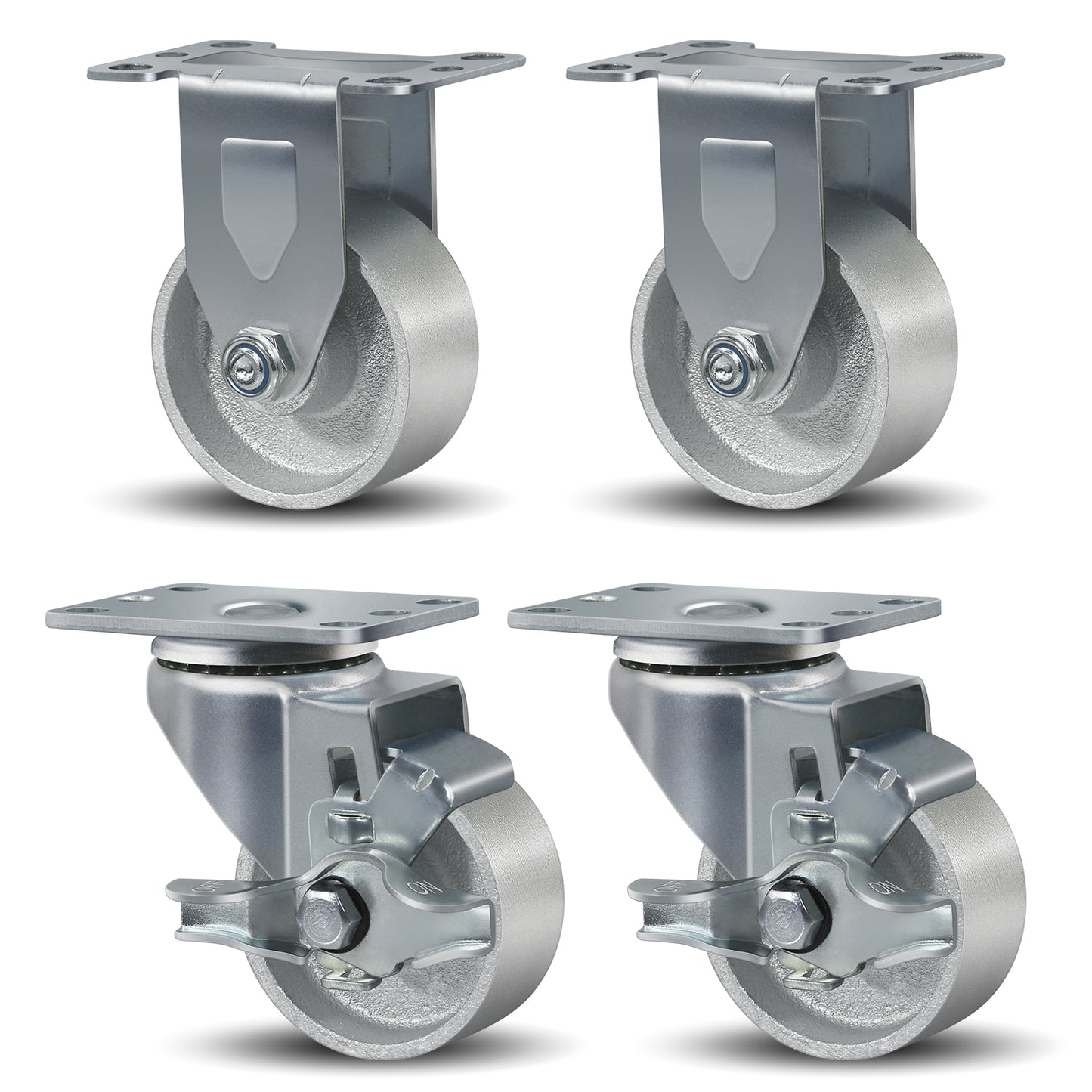 3-5" Caster Wheels Heavy Duty ，Swivel Casters Set of 4, Industrial Plate Casters, Semi Steel Cast Iron Wheels for Furniture,Workbench