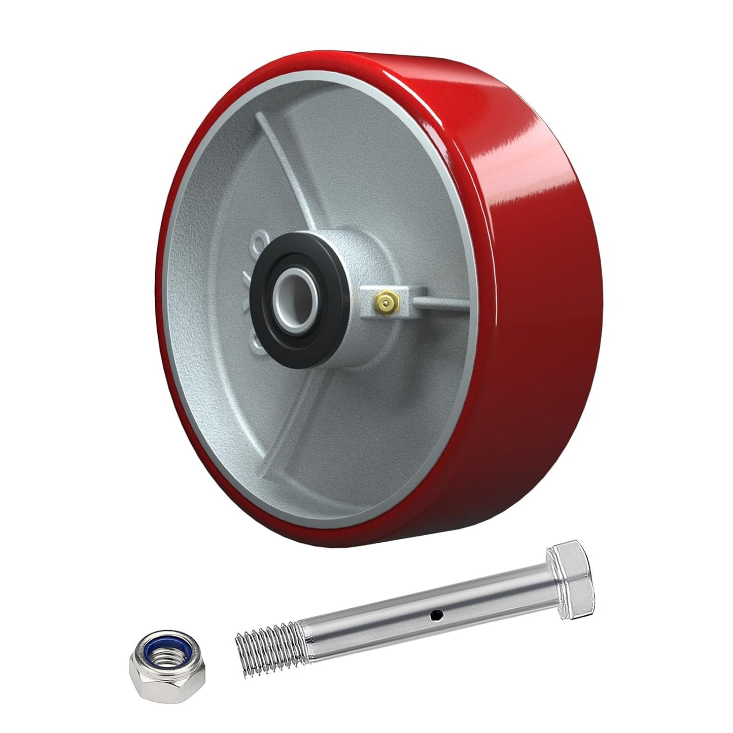 Polyurethane on Steel Wheel, 1/2" Bore - 800 lbs Capacity per Wheel, Heavy Duty Caster Wheel for Industrial/Commercial