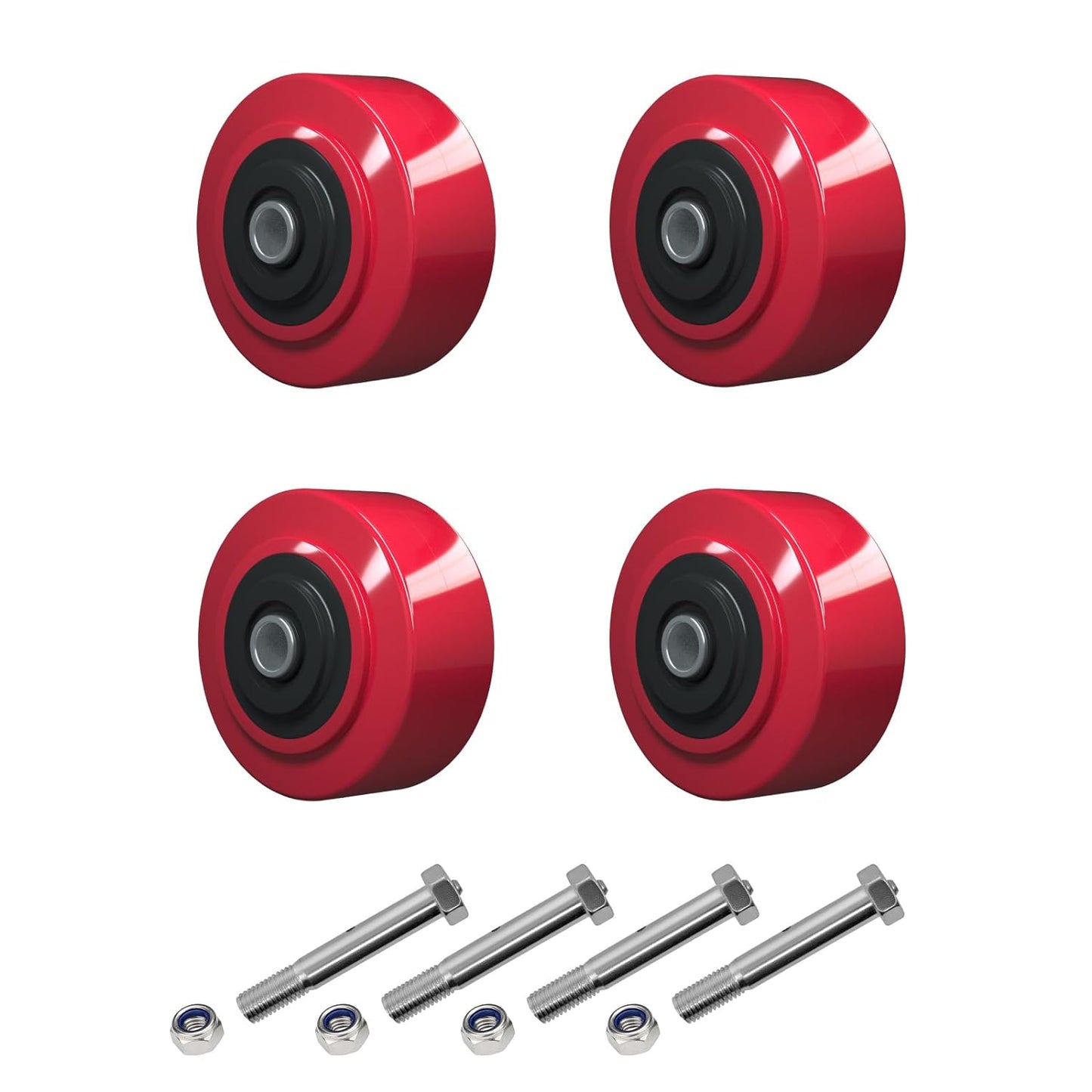 Polyurethane on Polyolefin core Caste Wheel with Roller Bearing- 1/2" Bore - 600 lbs Capacity per Wheel, Replacement Caster Wheel for Industrial/Commercial