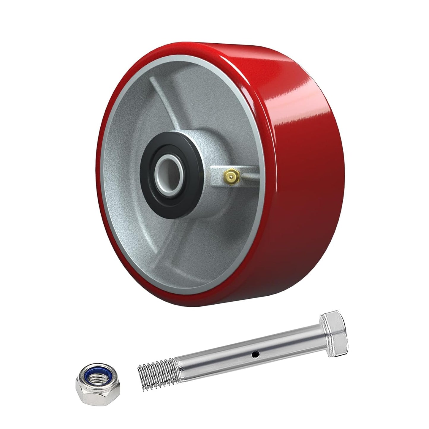 Polyurethane on Steel Wheel, 1/2" Bore - 800 lbs Capacity per Wheel, Heavy Duty Caster Wheel for Industrial/Commercial