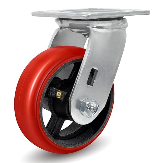 Polyurethane Crowned Tread Cast lron Swivel/Rigid/Brake Top Plate Caster w/ Roller Bearing