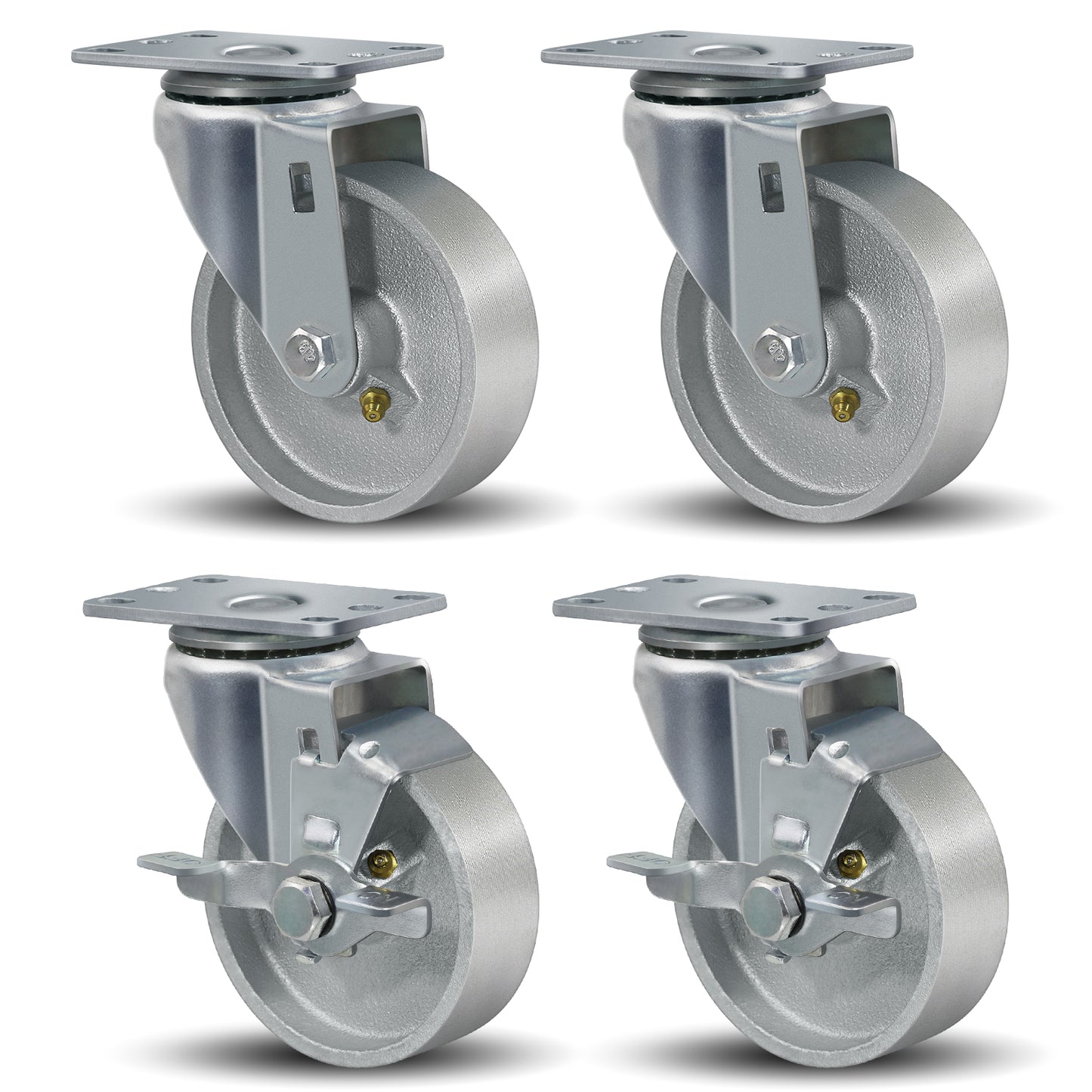 3-5" Caster Wheels Heavy Duty ，Swivel Casters Set of 4, Industrial Plate Casters, Semi Steel Cast Iron Wheels for Furniture,Workbench