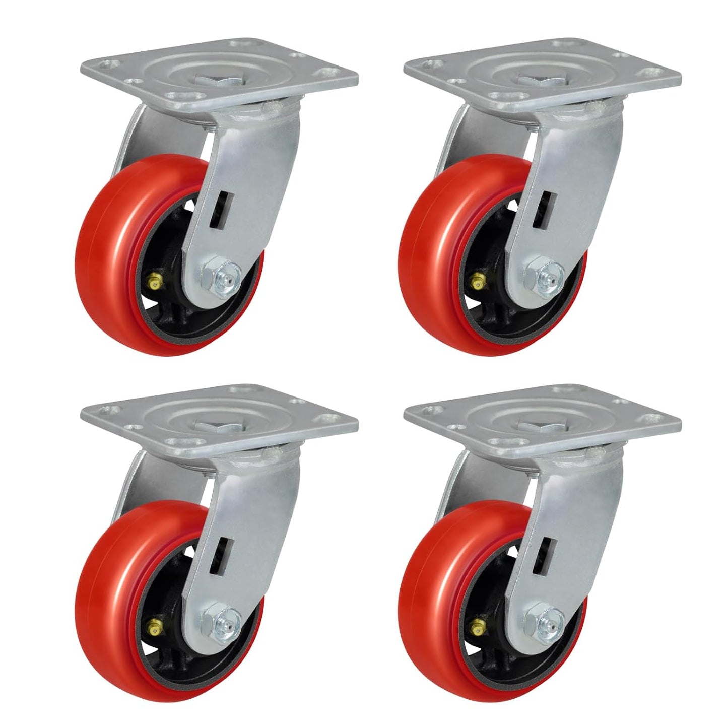 Polyurethane Crowned Tread Cast lron Swivel/Rigid/Brake Top Plate Caster w/ Roller Bearing