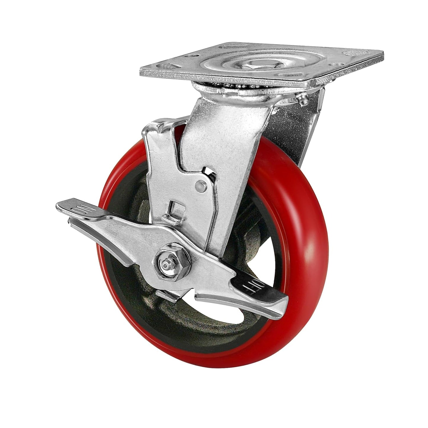 Polyurethane Crowned Tread Cast lron Swivel/Rigid/Brake Top Plate Caster w/ Roller Bearing