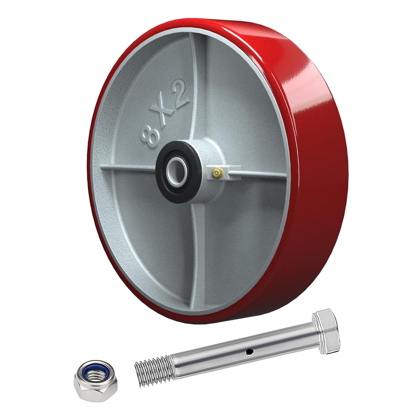Polyurethane on Steel Wheel, 1/2" Bore - 800 lbs Capacity per Wheel, Heavy Duty Caster Wheel for Industrial/Commercial