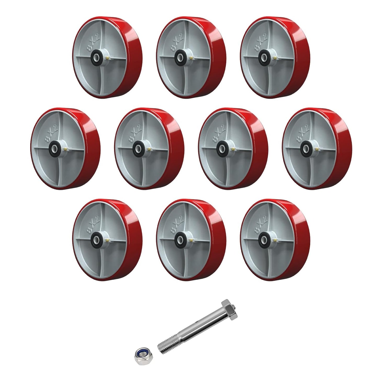 Polyurethane on Steel Wheel, 1/2" Bore - 800 lbs Capacity per Wheel, Heavy Duty Caster Wheel for Industrial/Commercial